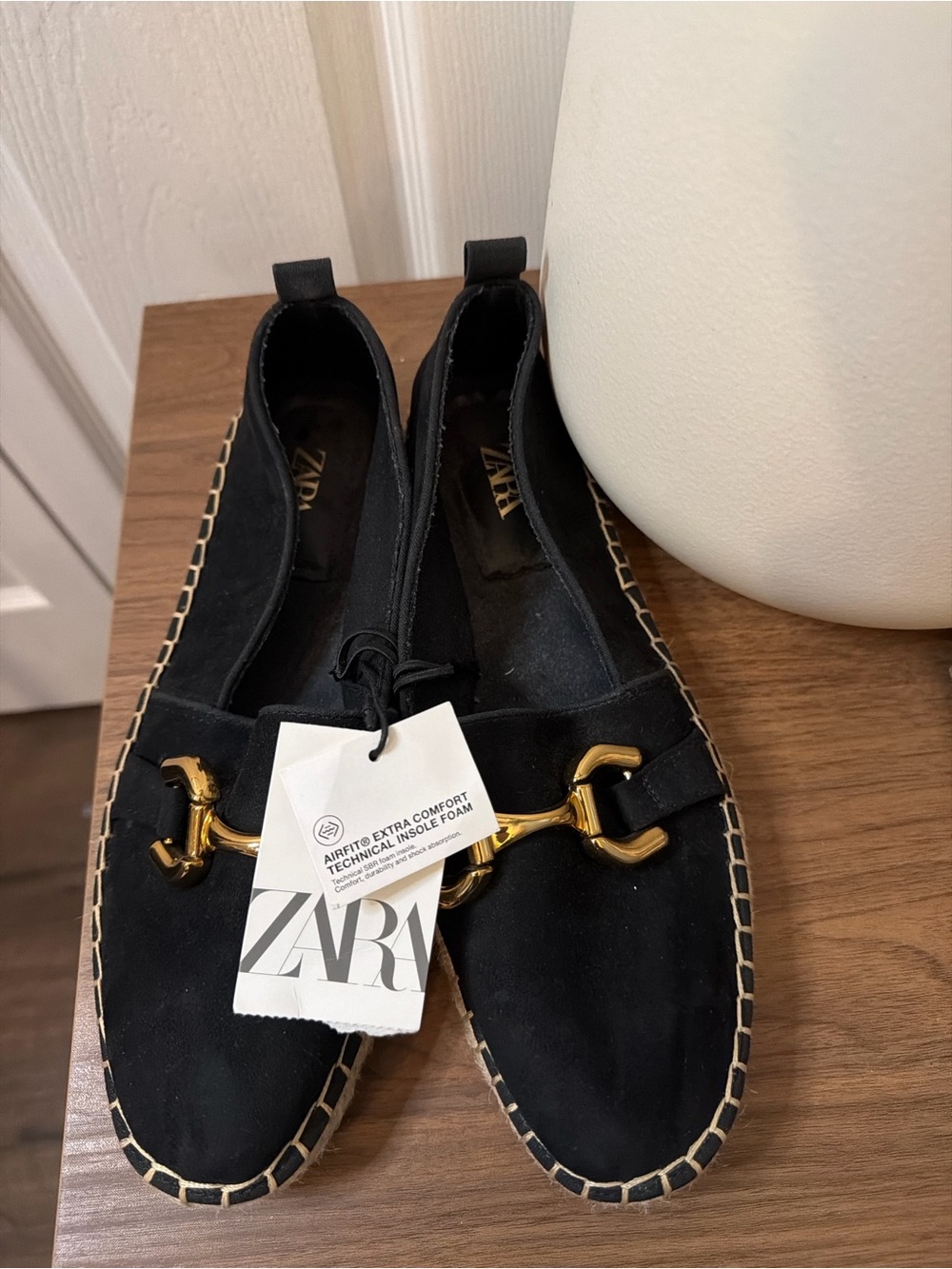 ZARA Black Horsebit Espadrille Loafers EU 40 US 9 Quiet Luxury Preppy Chic - Picture 5 of 7